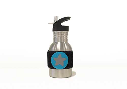 Preisvergleich Produktbild do dottyBOTTLE schadstofffreie Edelstahl Trinkflasche (350ml) mit Klettmotiv Stern zum Individualisieren für Kindergarten und Schule (türkis)