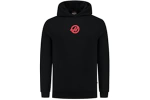 CMC Motorsports Haas F1 Team Black Unisex-Adults Solid Logo Hooded Neck Long Sleeve Black Hoodie