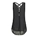 Price comparison product image LIKELYY Women Loose Sleeveless Tank Top Cross Back Hem Layed Zipper V-Neck T Shirts Tops (XL, Blue)