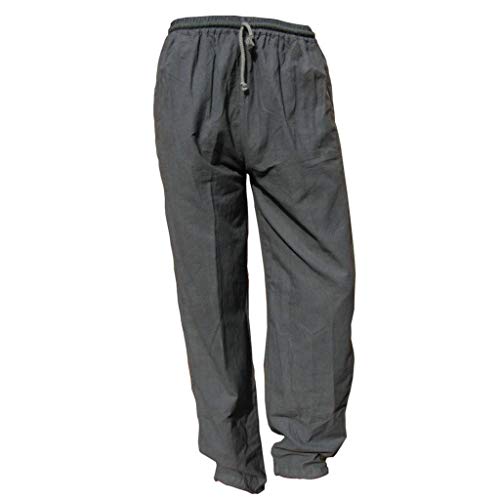 Panasiam Pantalones de tela para uso diario, deportes, yoga, correr etc., para personas altas a partir de 1,80 m De 100% algodón. gris oscuro 122 cm