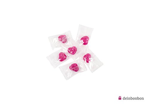 Herzbonbons Kirsche, einzeln transparent verpackt, 1kg, ca. 280 Stück – Ideal als Deko zur Hochzeit, Geburtstag oder Taufe - 2
