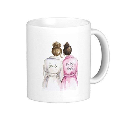 TimetoShine Maid Of Honor? Brunette Bun Bride Dk Br Bun Maid Classic White Coffee Mug