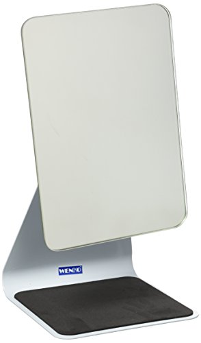 WENKO 20441100 Kosmetikspiegel Frisa White - Standspiegel, Stahl, 14 x 27.5 x 15 cm, Weiß