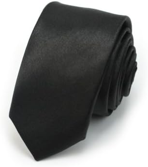 Fashion Men's Solid Color Plain Slim Narrow Arrow Tie Skinny Necktie Deep Blue (Black)
