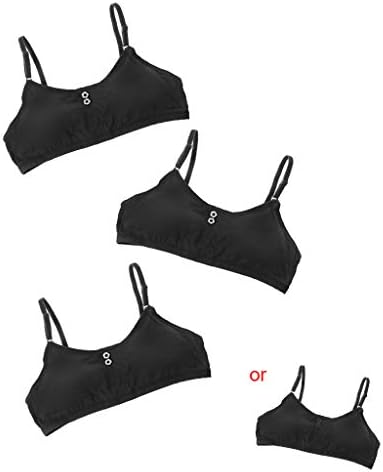 Hoxin 3Pack Young Girls Cotton Bra Puberty Teenage Breathable Underwear Crop Sports Training Bras 8-16Years