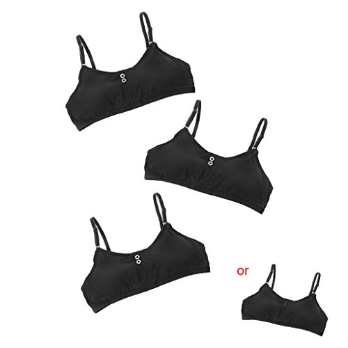 Hoxin 3Pack Young Girls Cotton Bra Puberty Teenage Breathable Underwear Crop Sports Training Bras 8-16Years