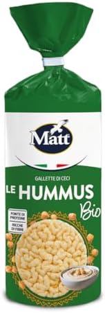 Matt, Le Hummus Bio, Gallette a Base di Farina di Ceci e Riso, Senza Olio, Senza Glutine, Senza Lievito, Snack Sano, Stuzzicante e Alternativo Fonte di Proteine e Fibre, Confezione da 100 g