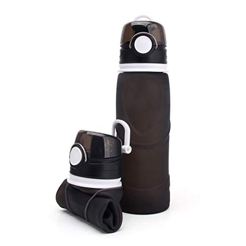 26 Oz Prova Perdita Viaggio Tazza Pieghevole con Copertina - Bpa-Free, Pieghevole Grado Alimentare Silicone Bottiglia per Campeggio Trekking Jogging -a 750ml(26oz)