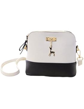 Tinksky Frauen Handtasche modische PU Leder Umhängetasche kleine Schultertasche mit Anhänger Deko für Frauen Mädchen...