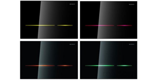 Geberit Abdeckplatte Sigma 80 116.090.SG.1 mit Betätigung von vorne, 2-Mengenspülung Glas, schwarz, 116090SG1 - 2