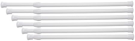 Danily 6 Pack Cupboard Bars Adjustable Spring Tension Curtain Rods 70 to 120 cm, White, Comes with Multipurpose Compressed Towels