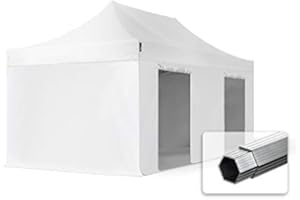 TOOLPORT Faltzelt Faltpavillon Professional 3x6 m mit 4 Seitenteilen (ohne Fenster) - ALU Pavillon Partyzelt weiß