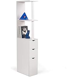 ProBache - Meuble WC étagère bois 3 portes blanc gain de place pour toilettes