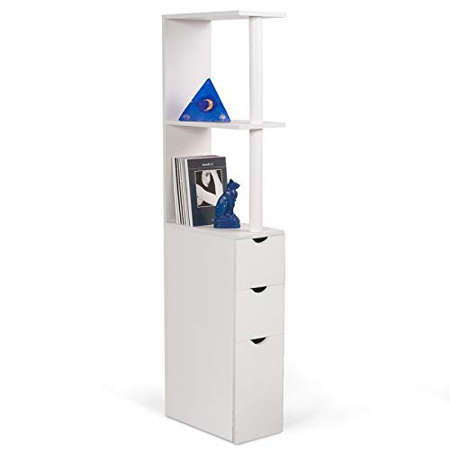 ProBache - Meuble WC étagère bois 3 portes blanc gain de place pour toilettes