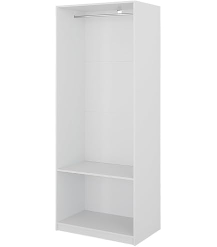 Dmora - Kleiderschrank 2 Türen Sylvie, Schlafzimmermöbel, Schrank, Garderobe, 78x50 h175 cm, Weiß