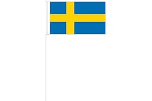 DH-Konzept 10 Fähnchen * SCHWEDEN * als Deko für Mottoparty oder Länder-Party // Sweden Skandinavien Flaggen Fahnen Papierfahnen Flag