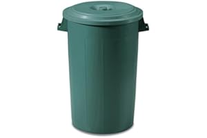 COSE DA CASA Bidone portarifiuti verde mastello con coperchio antirandagismo industriale 120 litri pattumiera CON MANICI giardino locali commerciali