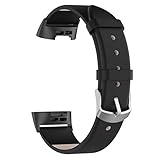 Happy Event Weiche Lederbänder Ersatzhandschlaufen für Fitbit Charge 3 (Schwarz)