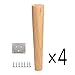 Produktbild Runden Massivholz Möbelfüsse, Ersatz Sofa Couch Stuhl Ottomane Liebesplatz Kaffetisch Kabinett Kommode Möbelbeine aus Holz, Packung mit 4 (Mit Schraube)