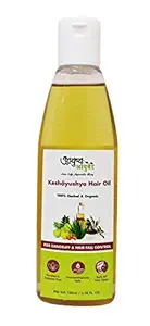KeshAyushya Ayurvedic Hair Oil | Controls Hairfall & Dandruff | Promotes Hair Growth | 100% Herbal: Ultra Blend of 21 Herbs | For Men & Women | Sulphates, Paraben & Mineral Oil Free | 100ml