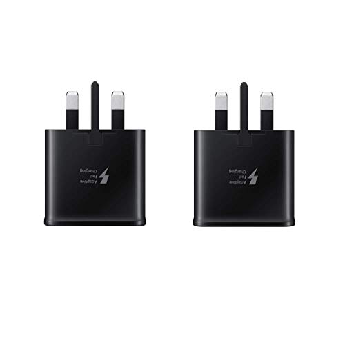 Fone Stuff Genuine Charger Official Mains USB Plug EP-TA20UBE for Samsung Galaxy S10, S10+ S10 Lite Plus, S8, S8 Plus, A9 Note 9 2018, 2019 + TFS Zip Lock Bag in Black (2 Pack)