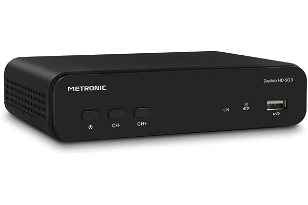 Metronic 441655 Décodeur TNT Full HD Zapbox HD-So.4 avec Port USB - Récépteur Enregistreur Chaines Gratuites - Port USB, HDMI, Ethernet, Péritel- Télécommande - Noir