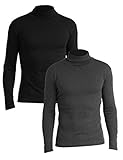 kaschmir shirt damen  Lower East Herren Slim Fit Rollkragen Rollkragenpullover,Mehrfarbig (Schwarz/Anthrazit Melange - 2er Pack),X-Large