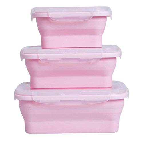 Preisvergleich Produktbild Brotdose kinder,Faltbare Frischhalteboxen, 3er Set Frischhaltedosen Faltbare, Zusammenklappbare Frischhaltedosen Aus Silikon BPA-frei, Geeignet für Mikrowelle, Geschirrspüler und Gefrierschrank