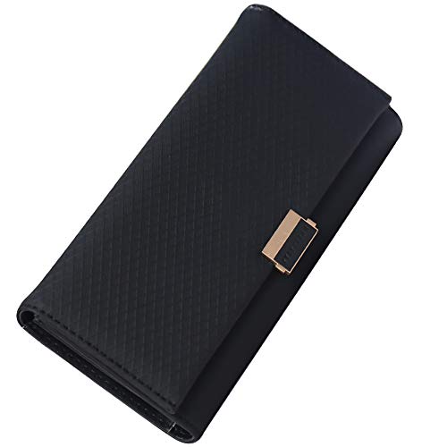 Cartera Largo Mujer KOOGOO Tassel PU Cuero Gran Capacidad Billetera Multi- Slots de con Cremallera Monedero (Negro Oscuro)