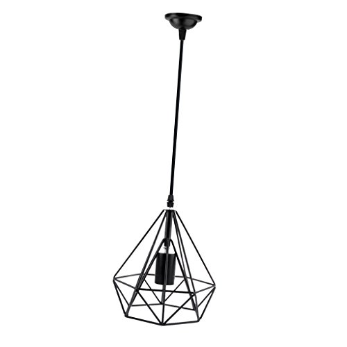Gazechimp Vintage Metall Diamant Form Lampenschirm Schirm mit Kabel für Hängeleuchte Pendelleuchte Schwarz