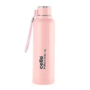 Cello Puro Steel-X?Benz?Stainless Steel Water Bottle with Inner Steel and Outer Plastic , 900 ml (Pink)