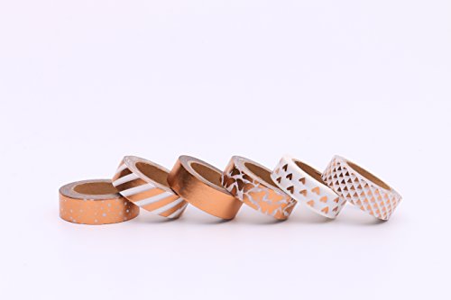 Washi Tapes Metallic Copper (Pack of 6) - 3