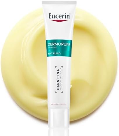 Eucerin DermoPure Clinical Fluido Opacizzante 40 ml, Crema opacizzante viso per 8h effetto mat, Crema viso pelle grassa e acneica con Acido Salicilico e Carnitina anti-imperfezioni e pori dilatati