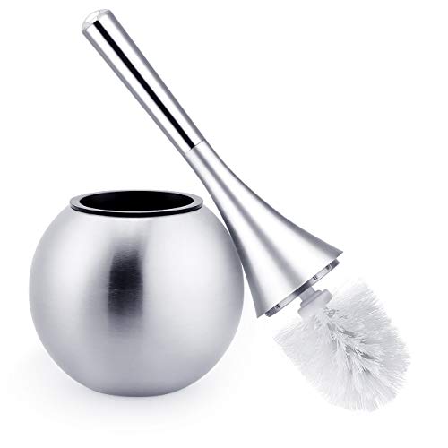 AGM Escobilla de Baño Elegante, Limpieza de Baño WC, Cepillo de Tocador, Escobilla WC, Cepillo de WC, Cepillo de Baño, Escobilleros de baño con Soporte de Acero Inoxidable y Base ABS