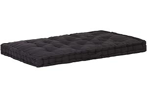 vidaXL Coussin de Plancher de Palette Coussin de Canapé Coussin de Siège Extérieur Jardin Terrasse Confortable Doux Coton 120x80x10 cm Noir