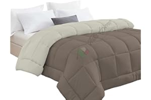 Tata Home Trapunta Invernale Tinta Unita Double Face Matrimoniale Imbottita 350 gr/mq Piumone Caldo Letto 2 Piazze 260x260 cm Bicolore Panna Marrone Mod. J