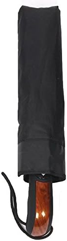 Automatic Folding Umbrella for Men,JESSE KAMM Compact Commercial Windproof Travel Umbrella,Auto Open/Close,10 Ribs Glass Fiber Reinforced Frame,Portable Hook Handle (Half-Wooden Handle)