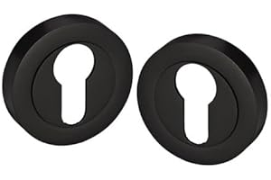 Golden Grace Euro Door Key Hole on Round Rose in Matt Black Finish, Escutcheon for Euro Cylinders