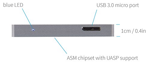 wood plop walnut : hochwertiges Festplattengehäuse (7mm) mit UASP aus eloxiertem Aluminium mit Holzeinlage - 2