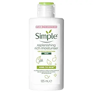 Simple Kind To Skin Replenishing Rich Moisturiser, No Added Perfume, No Harsh Chemicals, No Artificial Color, No Alcohol And No Parabens, 125 ml