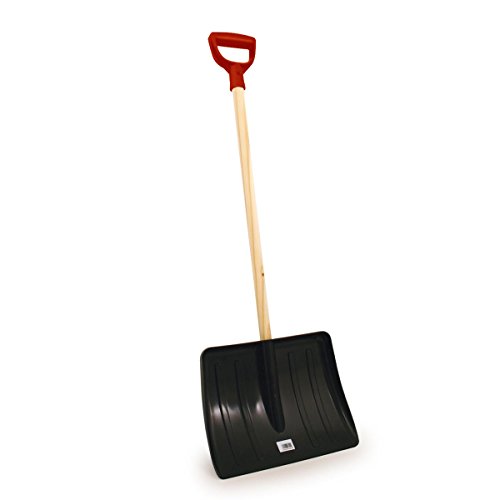 CHARLES BENTLEY Ergonomic Grip Snow Scoop with Wooden Handle, Lightweight, Large Shovel Head, Hardened Plastic (107x35)