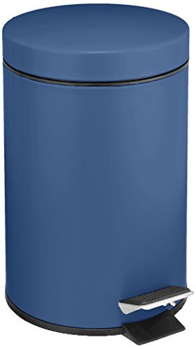 WENKO 19577100 Kosmetik Treteimer Dunkelblau, Fassungsvermögen 3 L, Metall, 17 x 25 x 17 cm, Dunkelblau