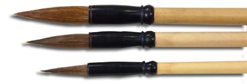 Gifts Of The Orient GOTO® - Caligrafía China - 3 Cepillos De Pelo De Pony Hb251-1, 3 Y 5