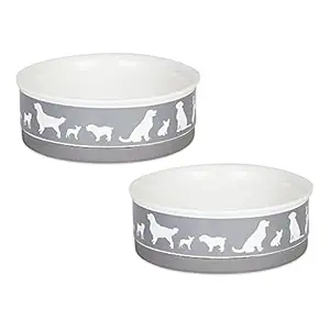 Bone Dry Ceramic Pet Silhouette Collection, Medium Set, 6x2, Gray, Dog Show, 2 Piece