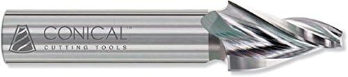 Conical Tool Company R-404 25.0° HSS Tapered End Mill - 4 Flute x 1/4'' Tip x 1.1826'' Large Diameter x 5/8'' Shank x 1'' Length of Cut x 3 1/4'' Overall Length