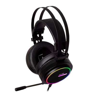 AIM - Auriculares gaming profesional (sonido posicional 7.1, iluminación RGB 16.8 millones de colores con 4 modos, drivers de neodimio 50mm, micrófono flexible con cancelación de ruido, PC&PS4), negro