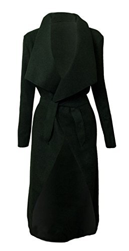 ITALIAN Waterfall Kim KARDASHIAN CELEBRITY Coat Belt Long Jacket Cape Cardigan 8-14 (One, Black)