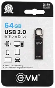 EVM 64GB Pen Drive USB 2.0 Flash Drive Metal Pen Drive, EnStore Drive 64GB Pen Drive Silver EVMPD/64GB