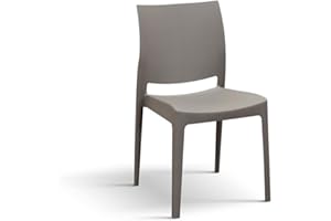 PAZZO DESIGN Sedia Alberto, Set Da 4 Sedie, Tortora, Sedia In Polipropilene, Cucina, Sala Da Pranzo, Per Ufficio, Impilabile - id_2083