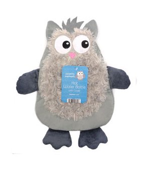 Hot Water Bottles With Owl Animal Style Covers, Grey